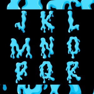3D Water Font: PNG SVG Dripping Letters & Numbers - Etsy