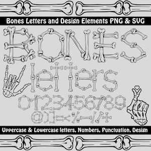 Knochen Buchstaben Schriftart PNG SVG, Halloween Buchstaben, Gruselige Schriftart, Horror Alphabet, Leichenbuchstaben, Knochen Buchstaben