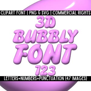 Letras de burbujas 3D, fuente rosa púrpura PNG SVG, letras rosa chicle, paquete de letras de piscina burbujeante 3D divertidas y lindas de verano para Cricut
