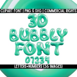 Letras de burbujas 3D, fuente verde PNG SVG, letra verde burbujeante, paquete de letras de piscina burbujeante 3D divertidas y lindas de verano para Cricut, Canva y Adobe