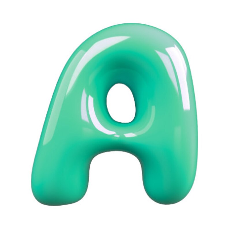 3D Bubble Letters Green Font PNG SVG, Green Bubbly Letter, Summer Cute ...