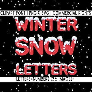 Winter Snow Letters Font: PNG SVG Alphabet (Digital Download)