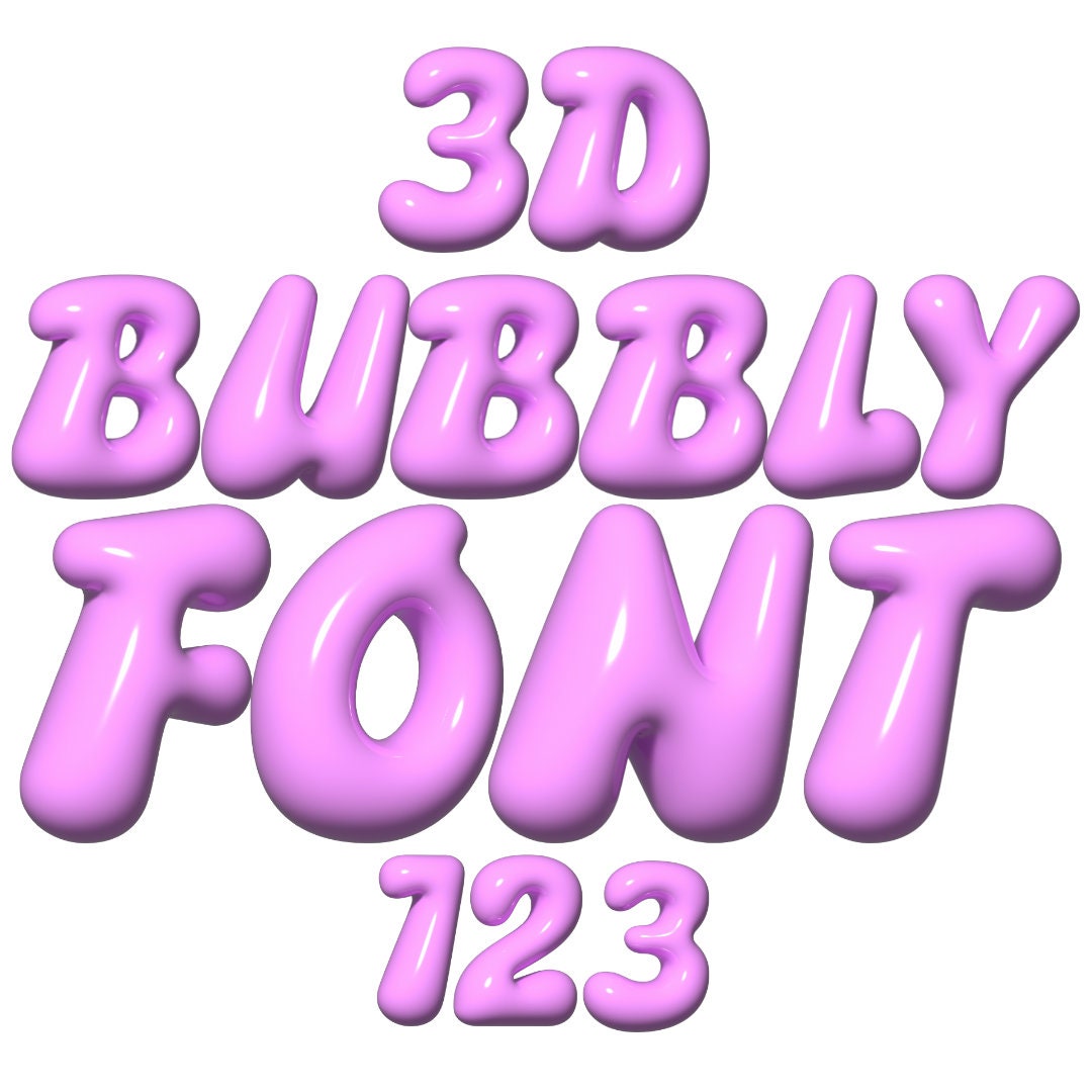 3D Bubble Letters Pink Font PNG SVG, Bubble Gum Pink Letters, Summer ...