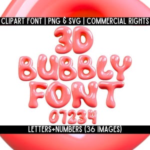 Letras de burbujas 3D rojas, fuente PNG SVG, letras rojas burbujeantes, paquete de letras de piscina burbujeante 3D divertidas y lindas de verano para Cricut, Canva y Adobe