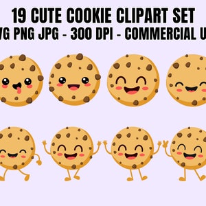 19 schattig koekje clipartbundel SVG PNG JPG kawaii koekje baby koekje schattige snoepjes clipart klein koekje kinderkamer vectorafbeeldingen