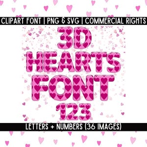 Coeur rose 3D polices SVG PNG, alphabet rose, lettres Doodle, police de caractères, alphabet mignon, lettres d'amour 3D, alphabet 3D, police Cricut
