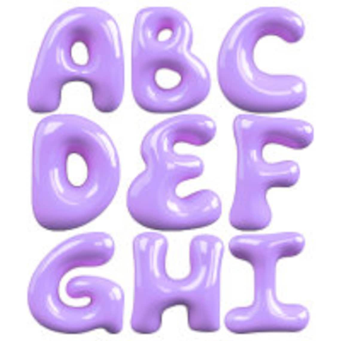 3D Bubble Letters Purple Font PNG SVG, Purple Bubbly Letter, Summer