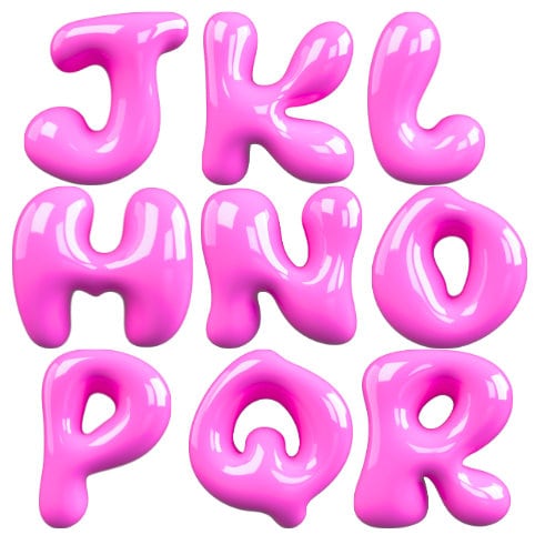 3D Bubble Letters Pink Font PNG SVG, Hot Pink Bubbly Letter, Summer Cute Playful 3D Bubbly Pool ...