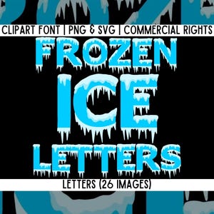 Font ICE Letters PNG SVG, Alfabeto Frozen, Pacchetto Lettere Frozen 3D per Cricut, Canva e Adobe, Font Invernale