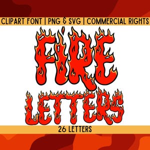 Font lettere di fuoco PNG SVG, Font bruciante, Pacchetto lettere di fuoco per Cricut, Canva e Adobe, Alfabeto di frutta, Lettere dell'alfabeto fiamme