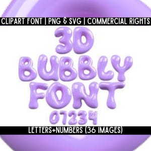 Letras de burbujas 3D, fuente morada PNG SVG, letra morada con burbujas, paquete de letras de piscina con burbujas 3D divertidas y lindas de verano para Cricut, Canva y Adobe