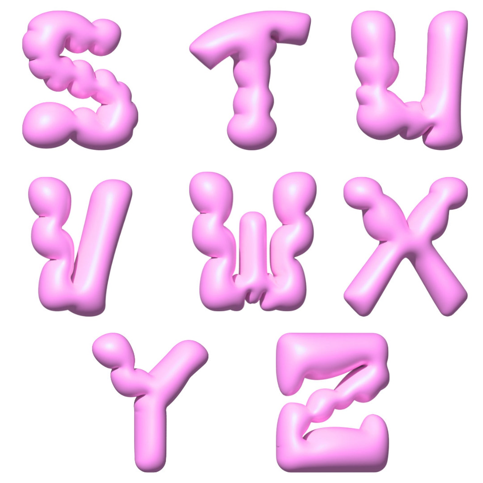 3D Bubble Letters Pink Font PNG SVG, Pink Bubble Letters, Summer Cute Playful 3D Bubble Pool ...