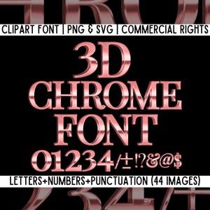 Letras cromadas en oro rosa 3D, fuente metálica PNG SVG, letra rosa cromada, letras elegantes, Canva Adobe, alfabeto metálico rosa