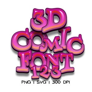 3D Comic Letters SVG, Graffiti Font PNG, Różowy alfabet, Alfabet Doodle, Cyfrowe litery, Clipart Letters, Czcionka 3D, Alfabet Cricut