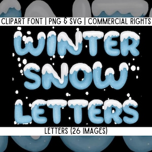 Wintersneeuw aquarel letters lettertype PNG SVG, bevroren alfabet, 3D bevroren letters, kerstbrieven, winter lettertype