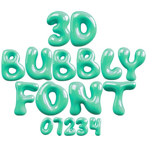 3D Bubble Letters Green Font PNG SVG, Green Bubbly Letter, Summer Cute ...