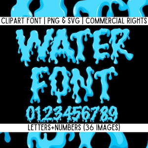 3D Water Letters Font PNG SVG, Liquid Font, 3D Water Letters Bundle for Cricut, Canva and Adobe, Fruit Alphabet,  Dripping Alphabet Letters