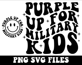 パープルアップ SVG、軍の子供のためのパープルアップ SVG、軍の子供 SVG、軍の子供月間シャツ、軍の子供への意識向上 Png、波状スタック