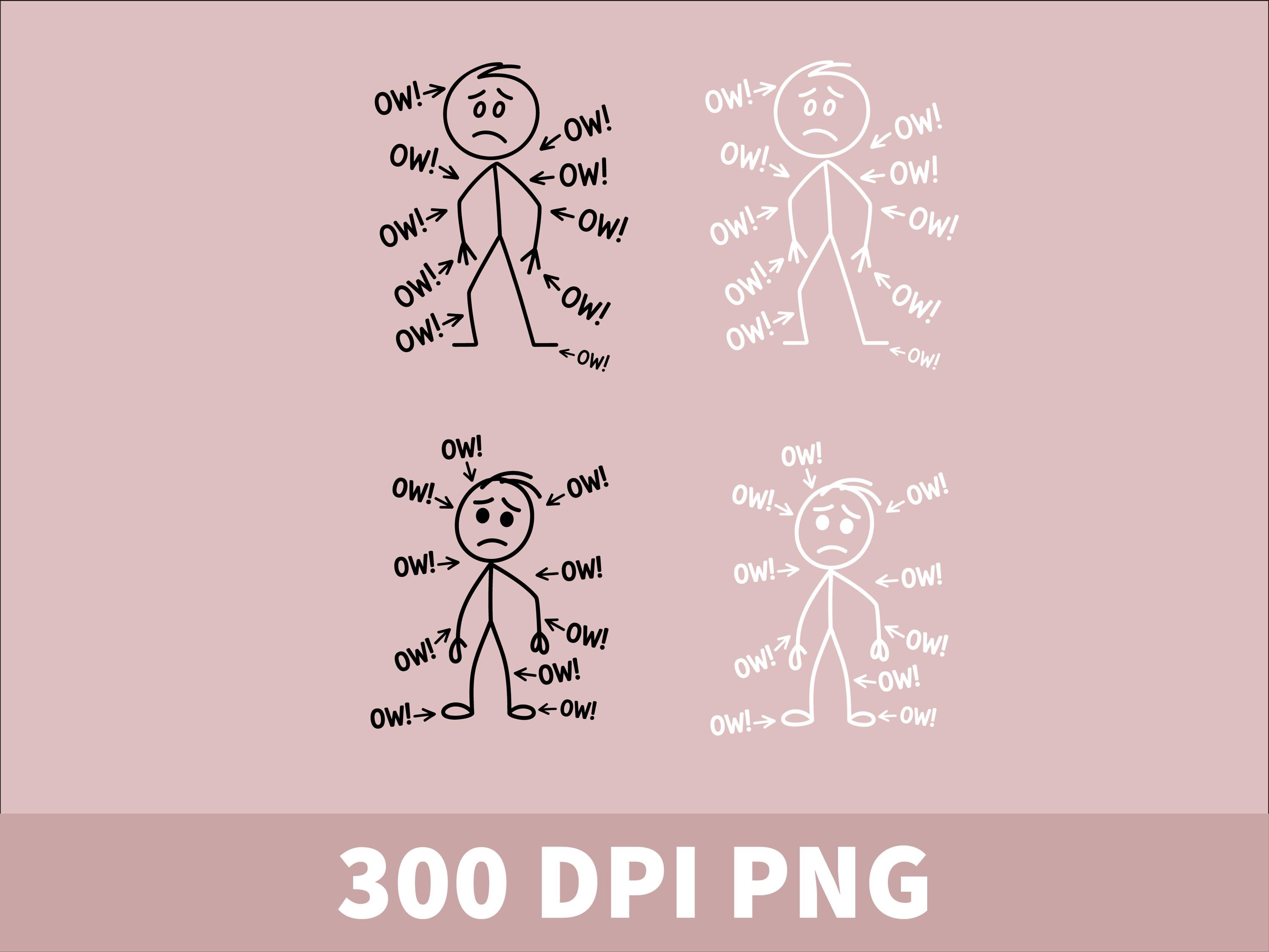Funny Meme Stick Arrows Vintage Design, Ow Ow Ow Stick Character Figure ...