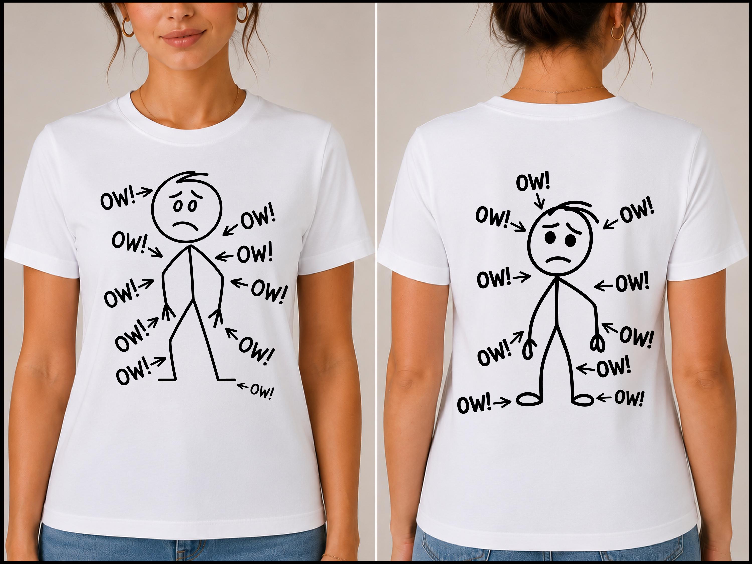 Funny Meme Stick Arrows Vintage Design, Ow Ow Ow Stick Character Figure ...