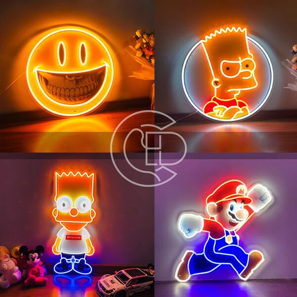 Custom Cartoon Neon Sign丨Anime Neon丨Personalized Gifts丨Kids Room Neon Sign丨Neon Bedroom Sign丨Room Decor丨LED Neon Sign丨Real Glass Neon Sign