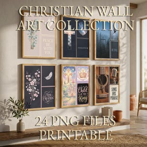 Large Christian Wall Art Bundle,Printable Poster Set, Bible Verse Scripture, Modern Faith Decor, Cross Gallery Wall Set, digital download