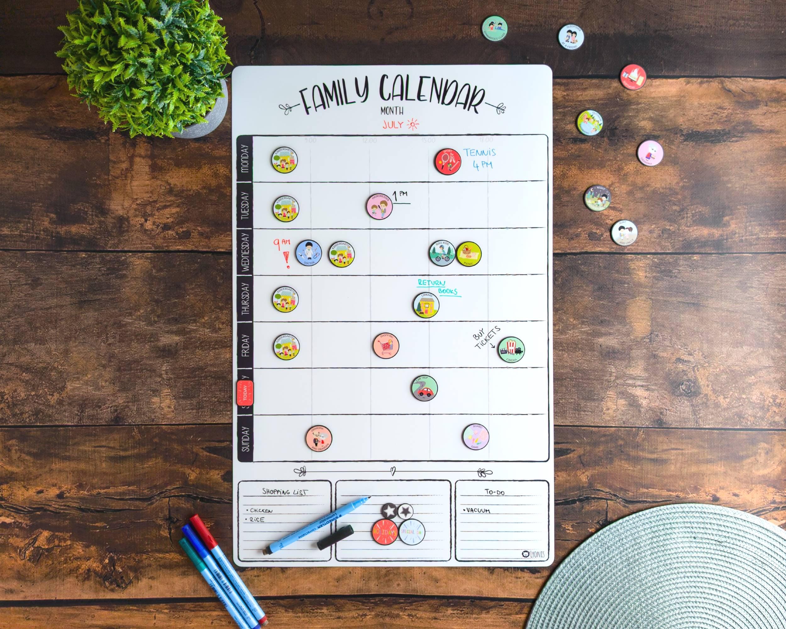 Grande Lavagna Magnetica Settimanale A3 Per Frigorifero, Cancellabile A Secco, Per Frigorifero, Con Pennarelli, Mensile, Settimanale, Giornaliero, Magnetico, Lavagna Bianca - Foto 6