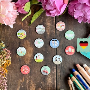 À vous de choisir ! Aimants, version allemande, ronds, illustrés, 300 aimants au choix, Durable, inspiration Montessori, 3 cm, aimants visuels