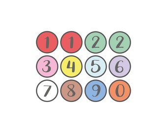 Cijfermagneetset, rond, cijfers 0-9, cijfers op koelkastmagneten, kleurrijk, duurzaam, handgemaakt, set van 12 magneten