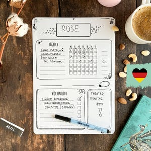 Magnetische checklist, Duitse versie, Eenvoudig, Mat, Takenlijst, Herbruikbaar, Tracker, Dagelijks, Wekelijks schema, Markering inbegrepen, Droog uitwisbaar bord
