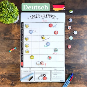 Magnetisk, Veckokalender för familjen, Tysk, Personlig, Med magneter, Veckoplanerare, Matt, Horisontell organiserare, Torrsuddande kartong