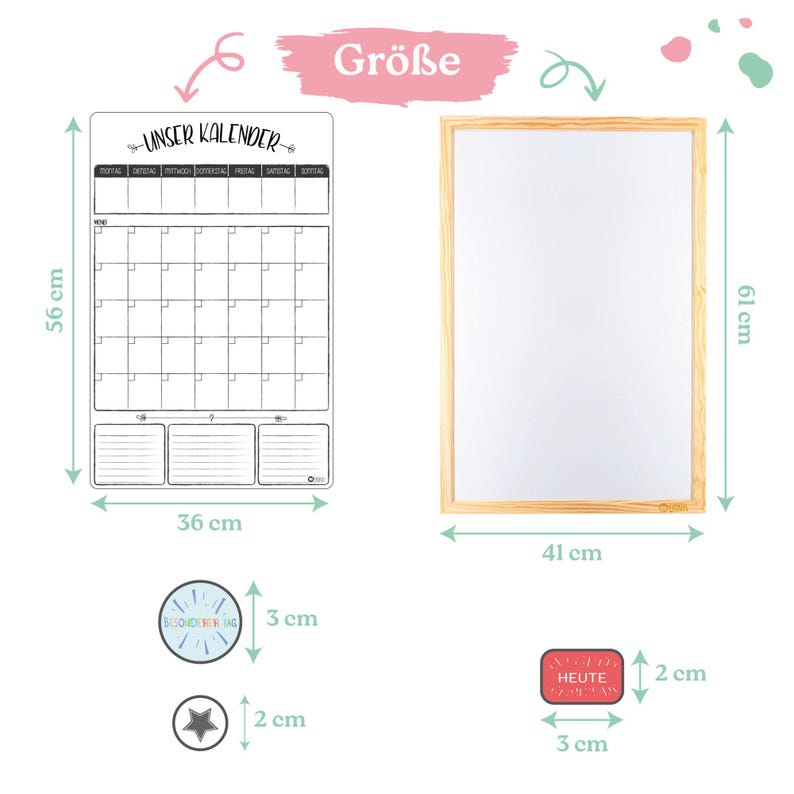 Magnetic Family Calendar, German Planner – Monthly & Weekly Layout, Dry ...