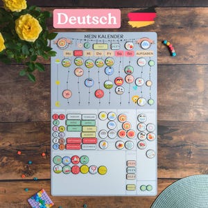 Magnetisk Montessorikalender för förskolebarn, tysk version, levereras med 80 magneter, matt planeringsmall, personligt schema