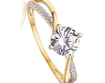 Beautiful Custom Gold Engagement Ring| classic Moissanite gold ring