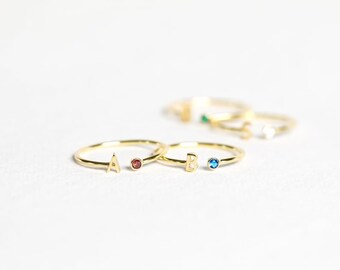 A-Z Alphabet Gold Ring, customized rings, Custom Letter -Initial Ring, 22k gold rings, 9ct diamond ring, 2mm gold ring, 1mm gold ring