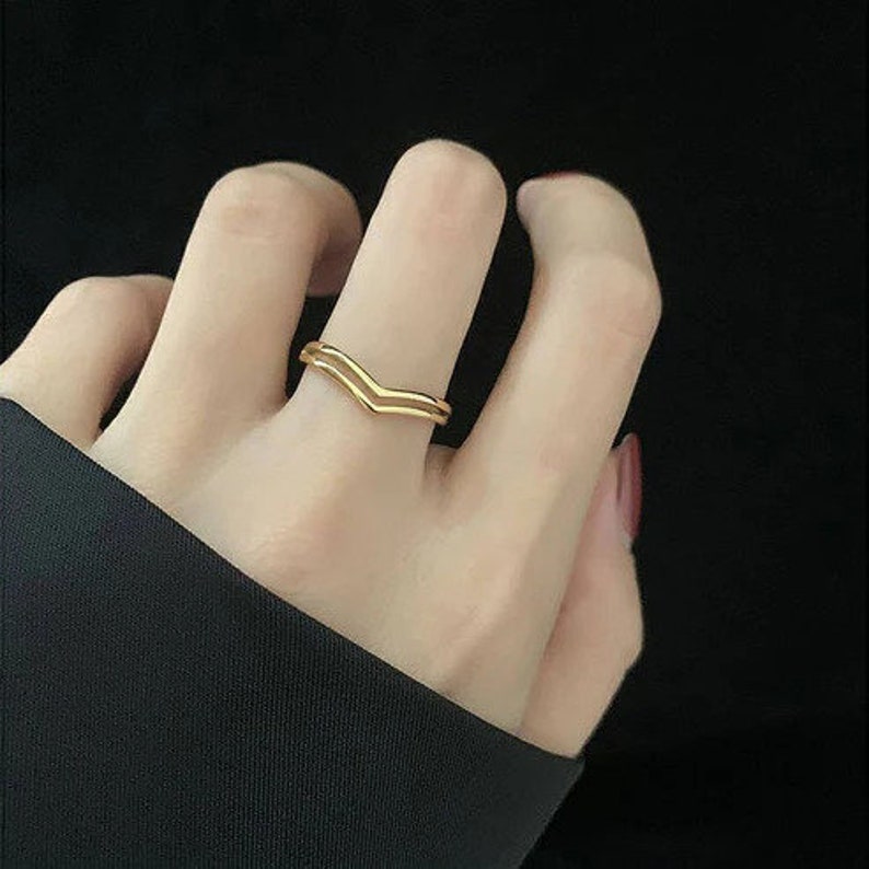 v chevron ring, v shaped ring, Gold Chevron Ring, Gold Filled Ring, dainty gold ring, delicate ring, minimalist ring image 4