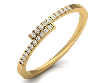 14K Gold Filled Ring with Moissanite Stone - Men's Gold Signet Ring - Eternity Band