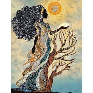 African American Art| Earth Goddess Digital Art Print: Black Goddess Decor | Black Woman Art| PNG|