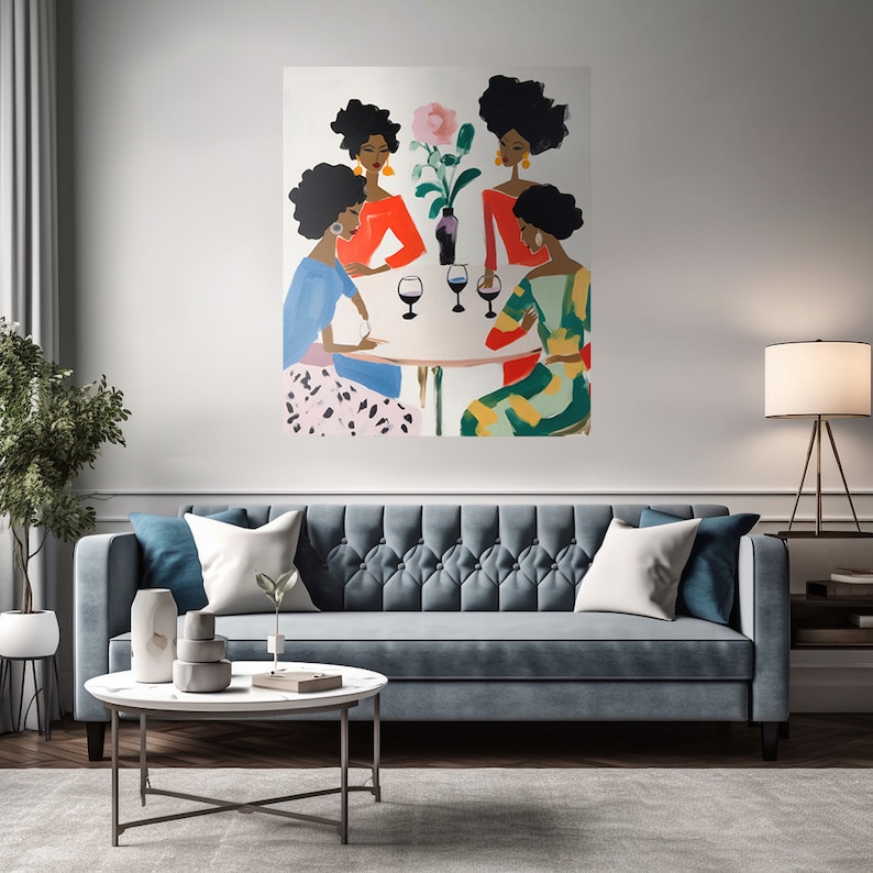 black-women-friendship-art-print-jewel-tone-conversations-digital