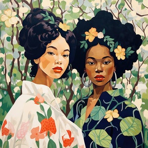 The Traveling Sisterhood 2 -Printable wall art| African American Art| Digital art |Black art| Black woman art