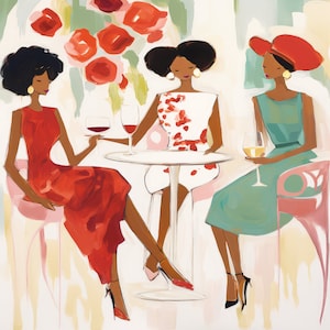 Floral Elegance -Sisterhood| Friendship Printable wall art| African American Art| Instant download |Black art| Black women art