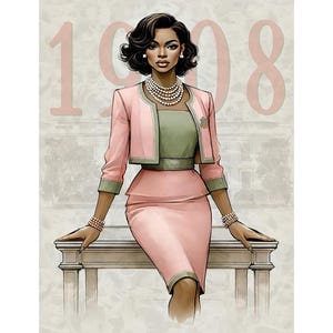AKA Woman 1908 - Divine Nine Wall Art -Printable wall art| Sisterhood| African American Art| Digital art |Black art| Black woman art| PNG