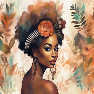 Schwarze Boho Schönheit - druckbare Wandkunst| Schwarze Kunst| Afroamerikanische Kunst| Digitale Kunst