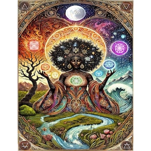 Mother Nature Art Print: Black Goddess Decor| Black Woman Wall Art| Spiritual Art
