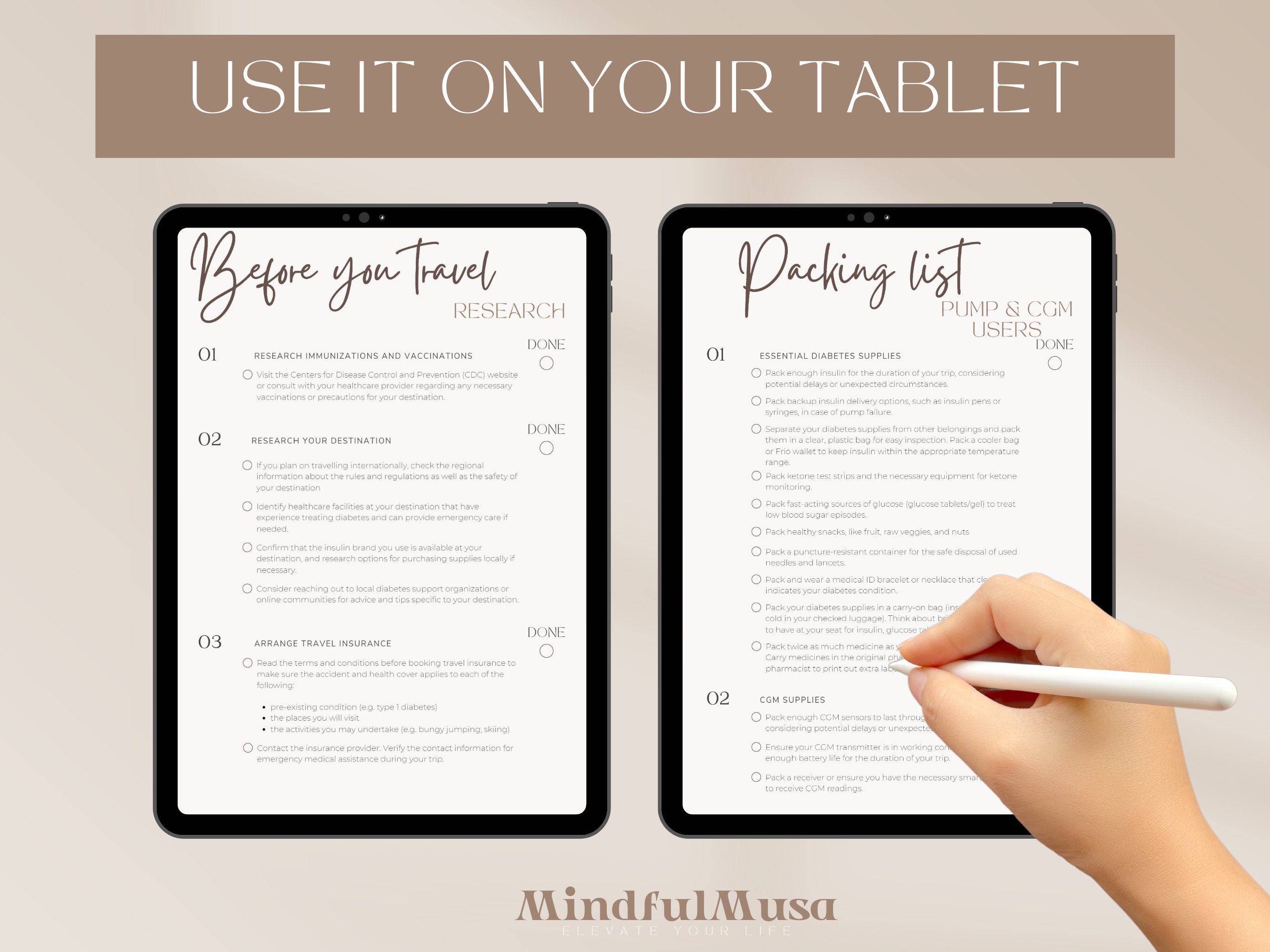 Fillable T1D Travel Checklist, Printable Type 1 Diabetes Vacation