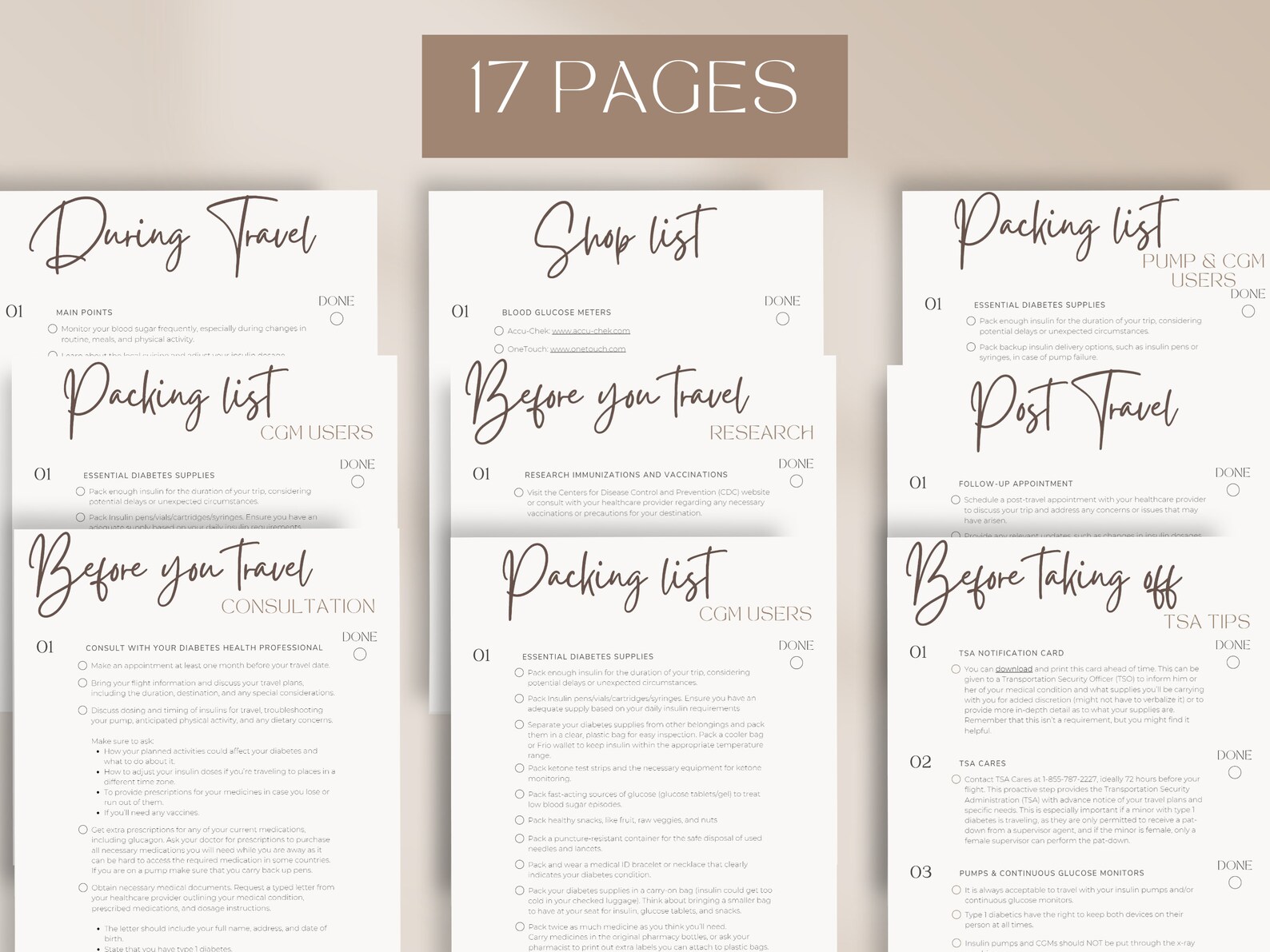 Fillable T1D Travel Checklist, Printable Type 1 Diabetes Vacation