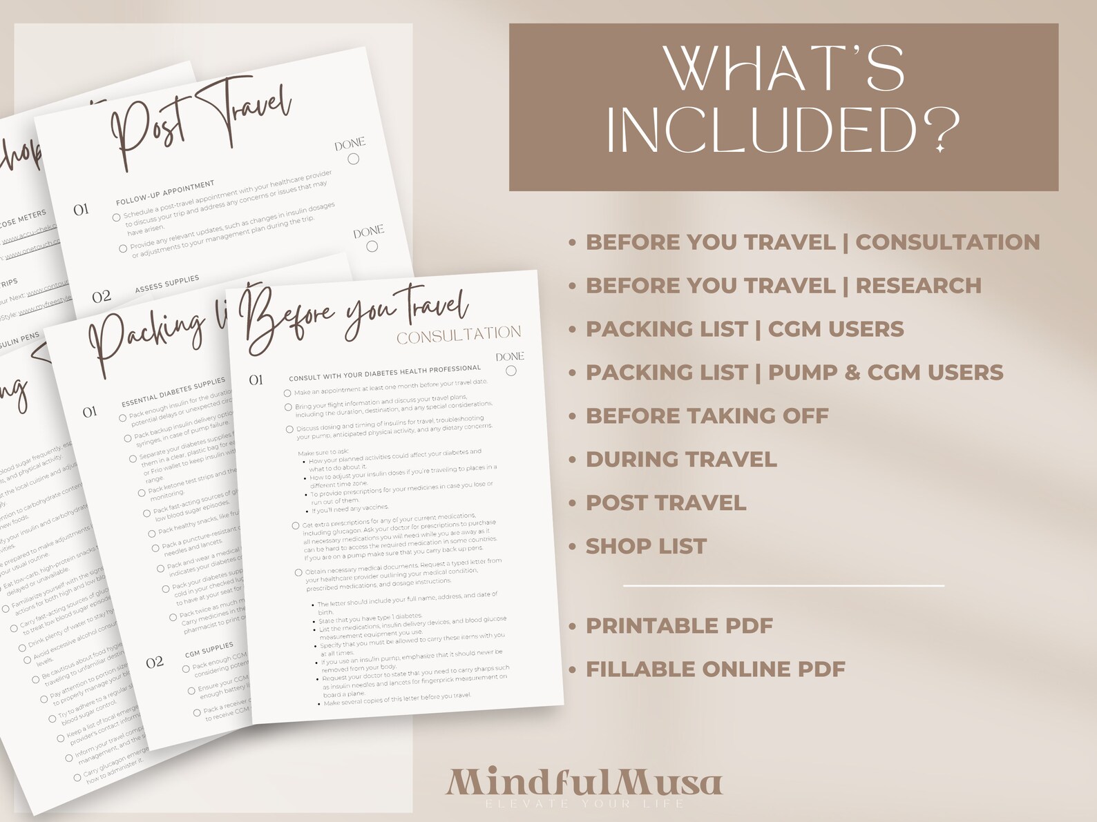 Fillable T1D Travel Checklist, Printable Type 1 Diabetes Vacation