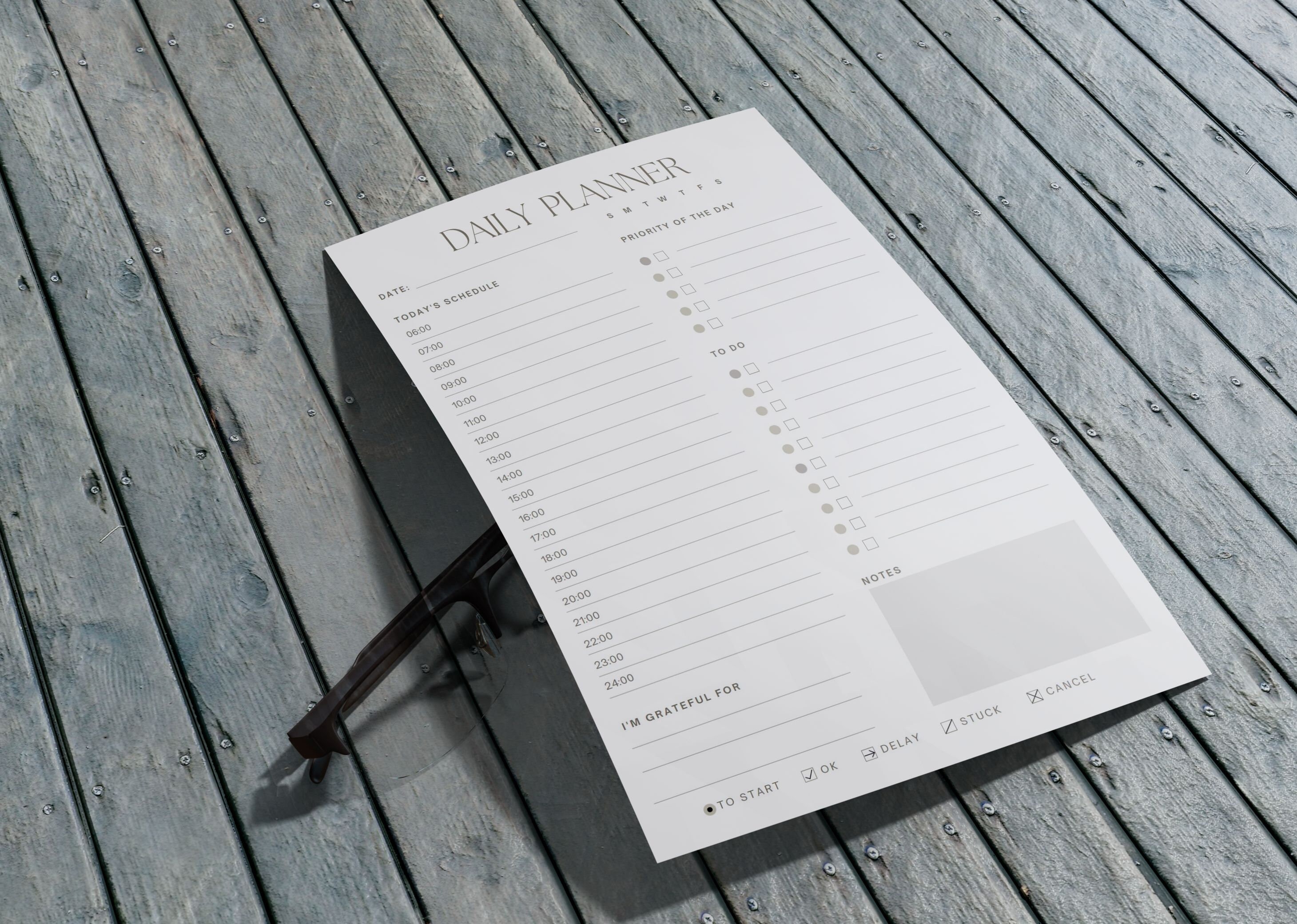 24 Hour Daily Planner Printable, Daily Hourly Planner, Military Time ...