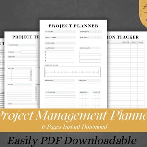 Printable Project Management Planner, Productivity Planner, Work Planner, Project Schedule, Project Timeline, Digital Download
