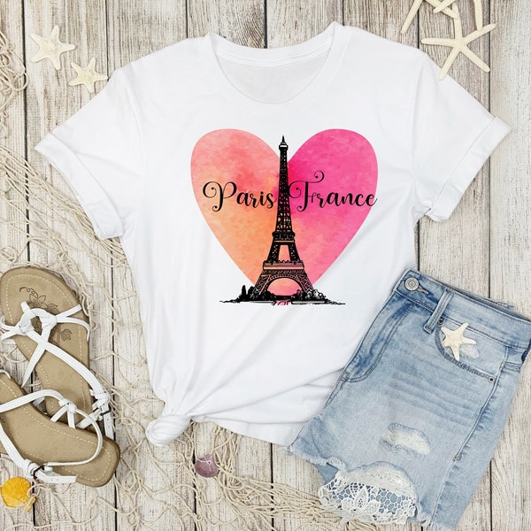 Watercolor Paris France Heart Eiffel Tower PNG SVG Digital Download,I Love Paris Image,European Tourist Tshirt Design,Paris Cricut Cut File